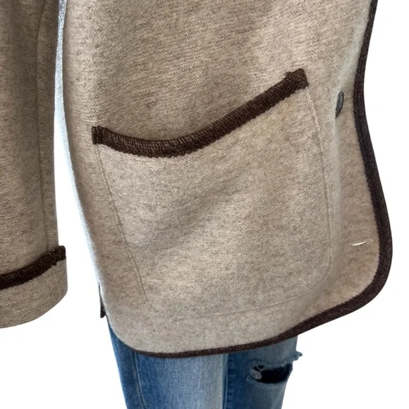 Vintage L.L. Bean beige wool button down coat M - Picture 5 of 14